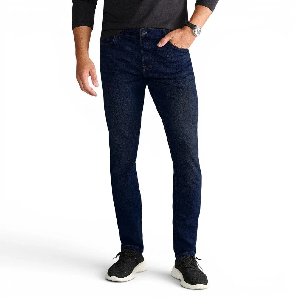 Twillory Technical Denim Jeans Mens 33x32 Dark Indigo Trim Fit Performance Tech